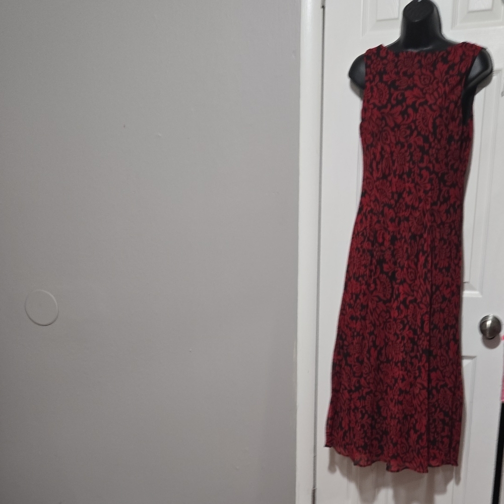 Studio I Red and Black Patterned Midi Dress